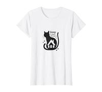Home is Where The Cat is - Citazione per Amanti dei felini Maglietta, Donna, Bianco, XS