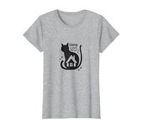 Home is Where The Cat is - Citazione per Amanti dei felini Maglietta, Donna, Grigio Melange, S