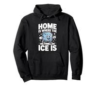 Home Is Where The Ice Is Retro Hockey Lovers Giocatori Sport Felpa con Cappuccio