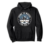 Home Is Where The Ice Is Retro Hockey Lovers Giocatori Sport Felpa con Cappuccio