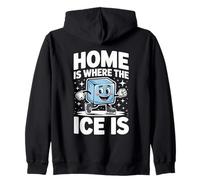 Home Is Where The Ice Is Retro Hockey Lovers Giocatori Sport Felpa con Cappuccio