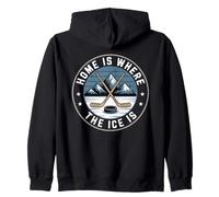 Home Is Where The Ice Is Retro Hockey Lovers Giocatori Sport Felpa con Cappuccio