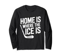 Home Is Where The Ice Is Retro Hockey Lovers Giocatori Sport Maglia a Manica