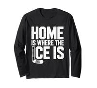 Home Is Where The Ice Is Retro Hockey Lovers Giocatori Sport Maglia a Manica