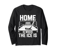 Home Is Where The Ice Is Retro Hockey Lovers Giocatori Sport Maglia a Manica
