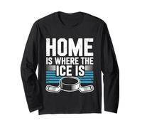 Home Is Where The Ice Is Retro Hockey Lovers Giocatori Sport Maglia a Manica
