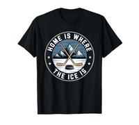 Home Is Where The Ice Is Retro Hockey Lovers Giocatori Sport Maglietta