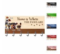 Home Is Where The Paws Are Custom Pet Wall Mounted Home Decor Regali per gli amanti degli animali domestici Ganci portachiavi personalizzati Porta guinzaglio Decorazione personalizzata per la stanza