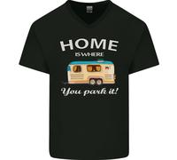 Home Is Where You Park It Caravan Divertente Uomo Scollo A V Cotone T-Shirt