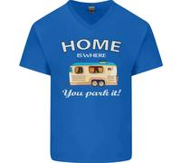Home Is Where You Park It Caravan Divertente Uomo Scollo A V Cotone T-Shirt