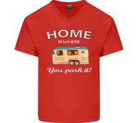 Home Is Where You Park It Caravan Divertente Uomo Scollo A V T-Shirt