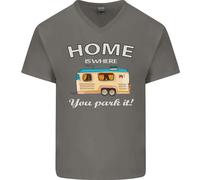Home Is Where You Park It Caravan Divertente Uomo Scollo A V T-Shirt