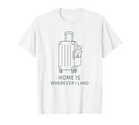 Home Is Wherever I Land Valigia Passaporto Wanderlust Maglietta