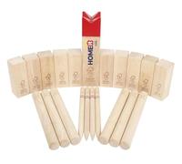 Home It® Scacchi Vichinghi in Legno per Esterni, Set di Scacchi Vichinghi, con Albero di Gomma FSC con re, 10 kubb, 6 Bastoncini di Lancio e pennarelli, Robusta Borsa per Il Trasporto per Giochi da