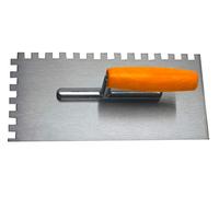 Home It Work® Spatola dentata 10 mm (280 x 130 mm) - Frattazzo per colla piastrelle in acciaio al carbonio con manico in legno - stesura uniforme per posa piastrelle
