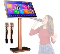 Home Karaoke - Sistema di karaoke con touch screen 4K HD, 2 microfoni, supporto 27 lingue, display testi per intrattenimento in famiglia e feste