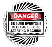 Home Library Decor Decalcomanie laterali auto - Paraurti magnetico Pericolo Be Sure Everyone is Clear Before Starting Machine: insegne piccole barre resistenti allo sbiadimento per bar di casa (12 x
