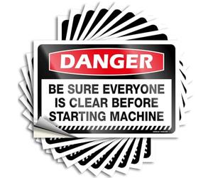 Home Library Decor Decalcomanie laterali auto - Paraurti magnetico Pericolo Be Sure Everyone is Clear Before Starting Machine: insegne piccole barre resistenti allo sbiadimento per bar di casa (12 x