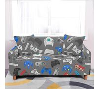 Home Life Videogioco Copridivano Poliestere Elasticizzato Anti-Fouling e Antigraffio All Inclusive Copridivano in Tessuto Copridivano Gamer Gamepad Decorazione per Divano (Grigio,3 Posti)