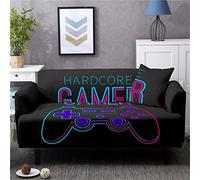 Home Life Videogioco Copridivano Poliestere Elasticizzato Anti-Fouling e Antigraffio All Inclusive Copridivano in Tessuto Copridivano Gamer Gamepad Decorazione per Divano (Nero,2 Posti)