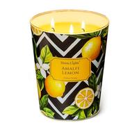 Home Lights Candele di cera di soia per la casa profumate in vetro, candele a 3 volte, candele per aromaterapia, regalo per feste, 960g (Amalfi Limone)