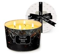 Home Lights Candele profumate per donna e uomo, vasetti da 500ml, aromaterapia, candela a 4 stoppini, ideale per decorazione e regali con uno stile industrial chic, fragranza Tabacco nero