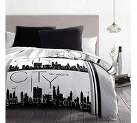 Home Linge Passion City by Night - Set di 3 copripiumini, Microfibra, Colore: Grigio/Nero/Bianco, 220 x 240 cm