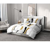 Home Linge Passion | Copripiumino - 3 pezzi | 100% cotone - 57 fili | 2 persone - 220 x 240 cm | Atoll nero-senape