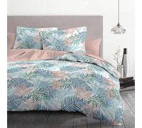 Home Linge Passion | Copripiumino - 3 Pezzi | 100% Cotone - 57 Fili | 2 Persone - 220x240 cm | AMAZONIE - Bianco E Corallo