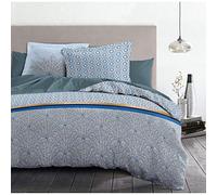 Set copripiumino 220x240 cm HOME LINGE PASSION LOUXOR: Copripiumino + 2 federe - 100% Cotone 57 fili - Blu