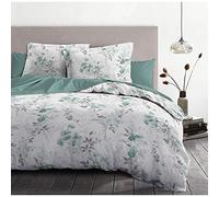 Home Linge Passion | Copripiumino - 3 pezzi | 100% cotone - 57 fili | 2 persone - 240 x 260 cm |Pompadour Verde eucalipto