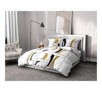 Home Linge Passion | Copripiumino - 3 Pezzi | 100% Cotone - 57 Fili | 2 Persone - 240x260 cm | Atollo Nero-Senape
