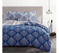 Set copripiumino 240x260 cm HOME LINGE PASSION FIBULA: Copripiumino + 2 federe - 100% Cotone 57 fili - Blu
