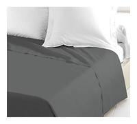 HOME LINGE PASSION Drap Plat 57 Fils, Coton, Gris Foncé, Grande, 240x300 cm