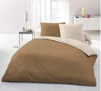 HOME LINGE PASSION La Passion du Linge dal 1988 - Set copripiumino 3 pezzi, 220 x 240 cm, 100% cotone, 57 fili, sabbia e avorio