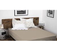 Home Linge Passion - Lenzuolo con angoli 100% cotone - 57 fili/cm² - Dimensioni 140 x 190 cm - Beige scuro - Berretto 35 cm - tessitura stretta - Morbido, traspirante, lavabile - Home linge passion