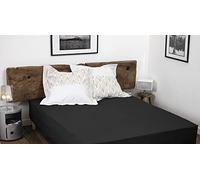 Home Linge Passion - Lenzuolo con angoli 100% cotone - 57 fili/cm² - Dimensioni 180 x 200 cm - Nero - Berretto 35 cm - Tessuto stretto - Morbido, traspirante, lavabile - Home linge passion