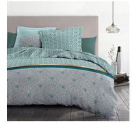 HOME LINGE PASSION Luxor set piumone - 1 copripiumino 240 x 260 cm + 2 federe 65 x 65 cm - Verde smeraldo e bianco