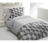 Home Linge Passion Parure copripiumino 140 x 200 cm, 2 pezzi, in morbido cotone percalle - federa + federa - grigio - modello La zingara