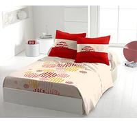 Home Linge Passion Parure di Lenzuola 4 Pezzi SYMBOLO Caldo 100% Cotone 57 Fili, Beige-Arancione-Rosso, Grande, 240 x 300 cm, 4 unità