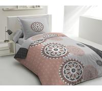 Home Linge Passion Set copripiumino - 2 pezzi, 100% cotone, 57 fili, 1 persona, 140 x 200 cm, Yucatan, grigio e rosa antica