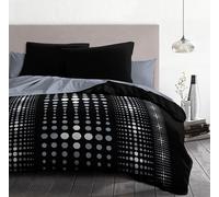 HOME LINGE PASSION Set copripiumino in microfibra STEEVY 220 x 240 cm e 2 federe da 63 x 63 cm, colore: Nero