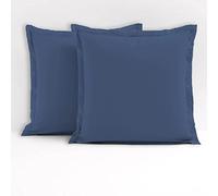 Home Linge Passion Set di 2 federe in 100% cotone, blu indaco orientale, 63 x 63 cm