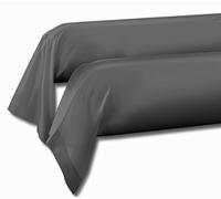 HOME LINGE PASSION Taies de Traversin 85x185 cm (Lot DE 2) 100% Coton Gris Anthracite