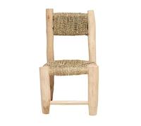 Home Maison Chaise Enfant-45 cm Sedia, Legno di Alloro Grezzo Fibra di Palma Doum, Neutro, 45 x 20 x 20 cm