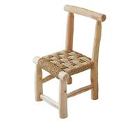 Home Maison Chaise Enfant Style Japandi Sedia, Legno di Alloro Grezzo Fibra di Palma Doum, Neutro, 45 x 25 x 25 cm