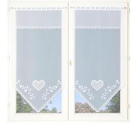 Home Maison - Coppia di piccole tende a cuore a punta - Poliestere - Setaccianti, eleganti - Finestra, Soggiorno, Camera da letto - Passante asta - Finitura punta - 60 x 120 cm - Bianco