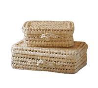 Home Maison Valisette foglia di palma - Scatola portaoggetti palma - 30 x 20 x 12 cm - Artigianato marocchino - Colore naturale