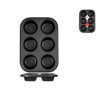 Home Maitre Stampo Muffin 6 Posti, Antiaderente, Alluminio, Nero, 27x18.5x3.5 cm