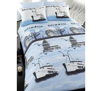 HOME MANIA Completo Copripiumino Ranforce Galata Azzurro Matrimoniale 200 x 220 cm